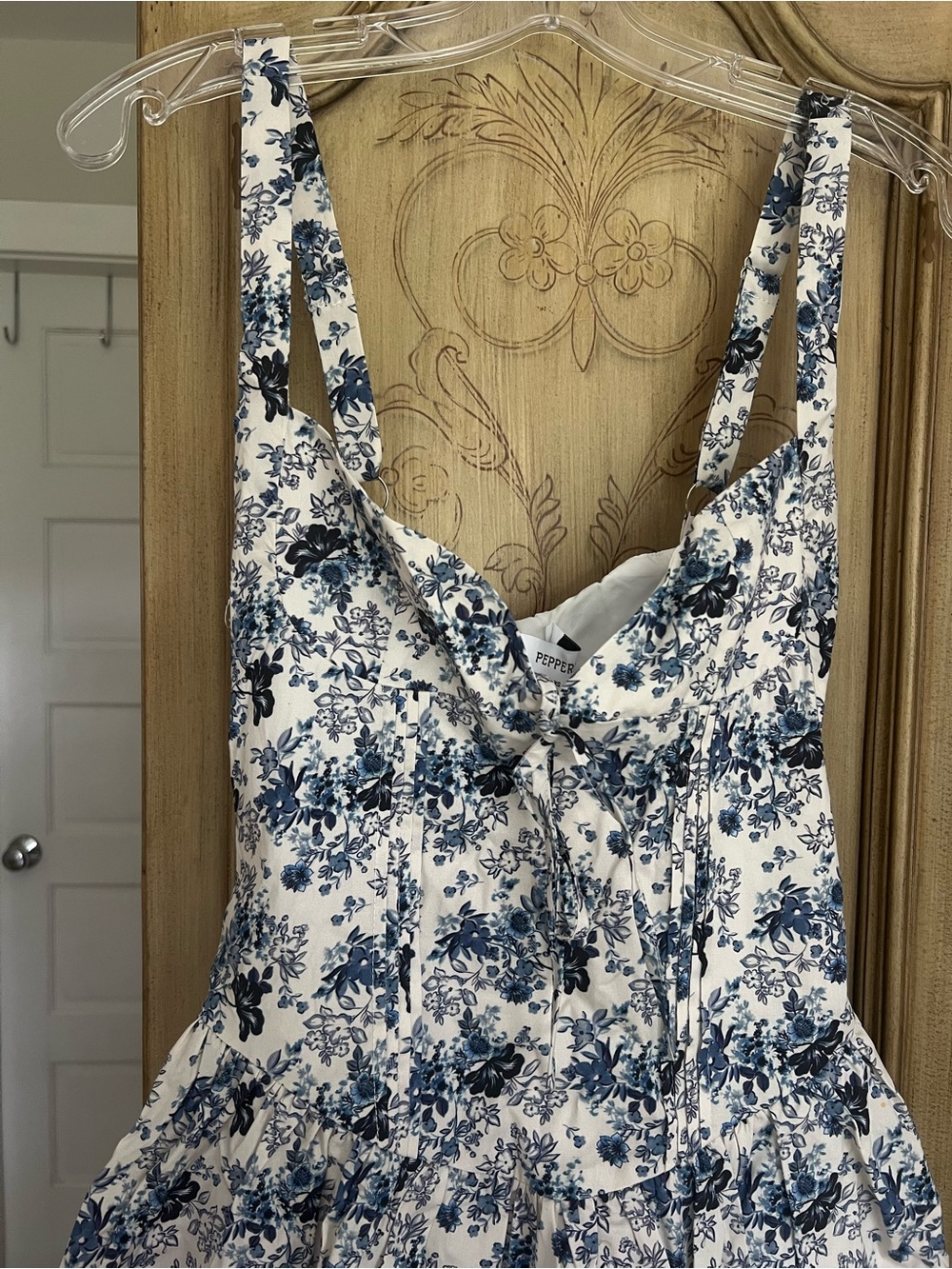Peppermayo White and Blue Floral Mini Dress - Picture 6 of 6